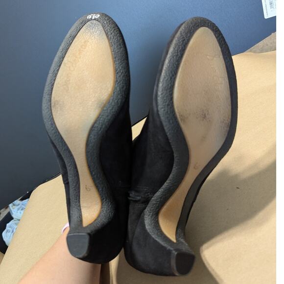 Sam Edelman Morgan Black Suede Ankle Booties Boots Buckle Womens 10 Leather Shoe - Picture 5 of 5